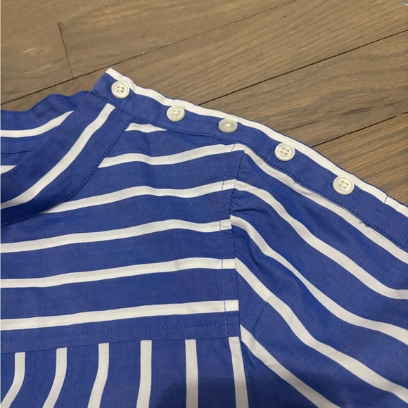 J. Crew blue and white funnelneck stripe blouse. Size 6. Like new! - Picture 8 of 9